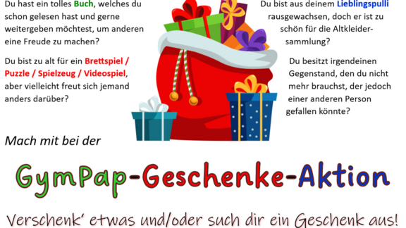 GymPap-Geschenke-Aktion am Mittwoch, den 20. Dezember 2023