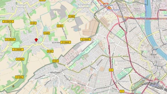 Karte von Hégenheim. Screenshot: OpenStreetMap